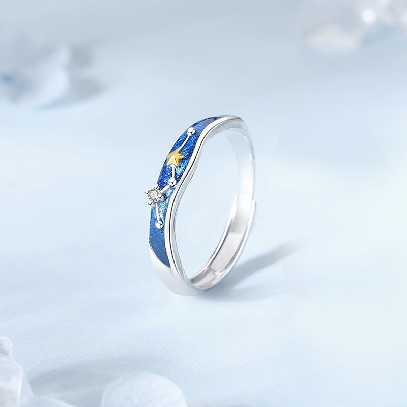 Starry Butterfly Lovers Couple Ring, Pure Silver, Small And Popular
