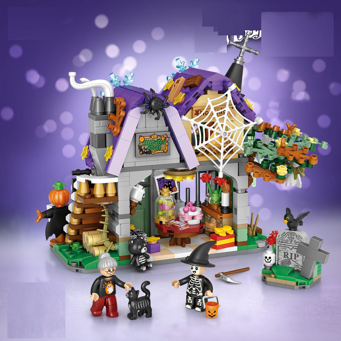 Chariot de décoration joyeux Halloween, briques pour garçons, jouets pour enfants, cadeau d'halloween