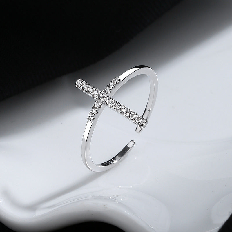 Bague ouverte croisée de Style INS européen et américain pour femme, bague ouverte en argent Sterling 925, conception de Niche