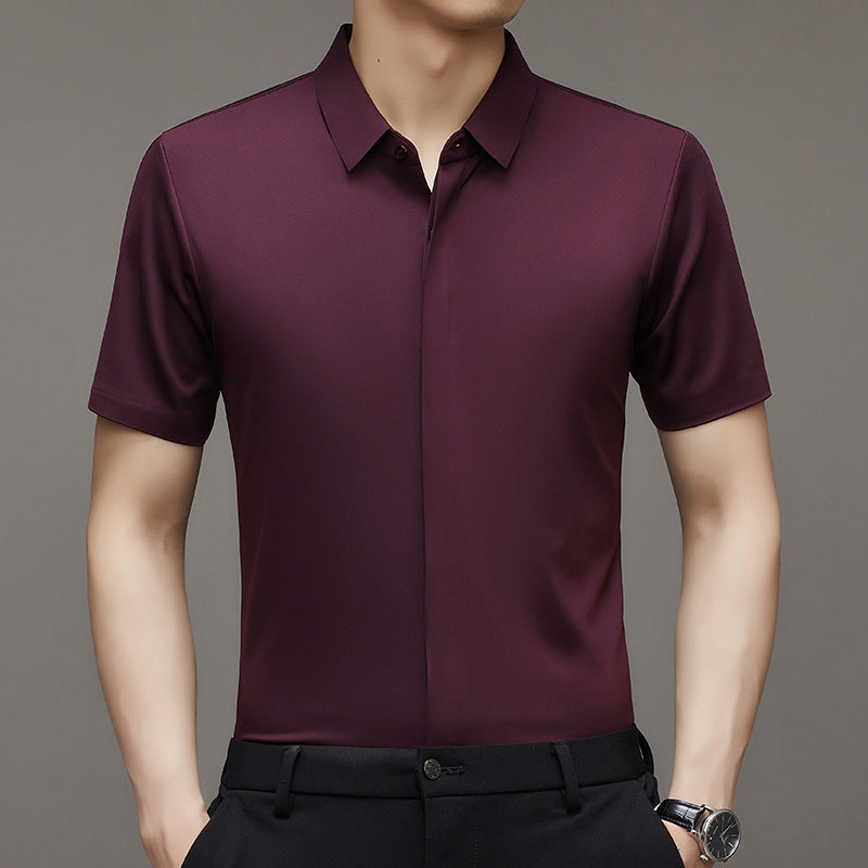 Pure Color Seamless Men's Shirt Business Casual