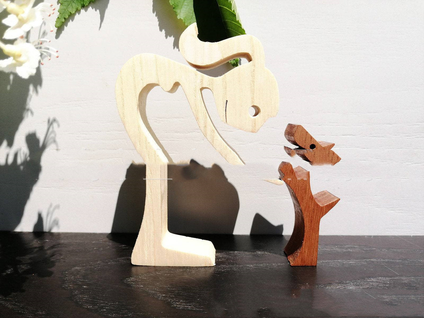 Figurine de chien en bois à faire soi-même, Sculpture de décoration de maison, un homme et un chien, Sculpture en bois, cadeaux de noël, modèle de décoration