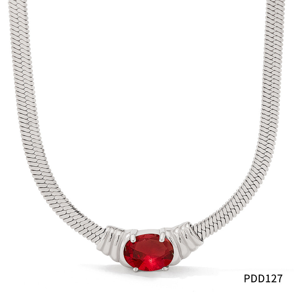 Collier d'ornement en acier inoxydable avec pendentif en pierre de verre pour femmes