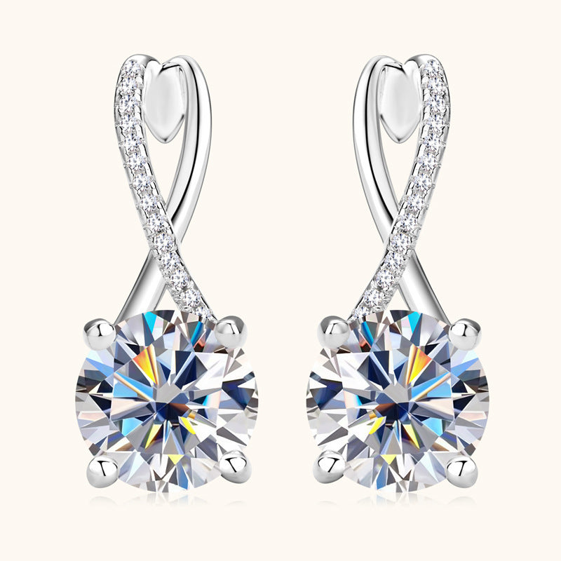 Boucles d'oreilles en argent sterling S925 de haute qualité avec diamants à la mode
