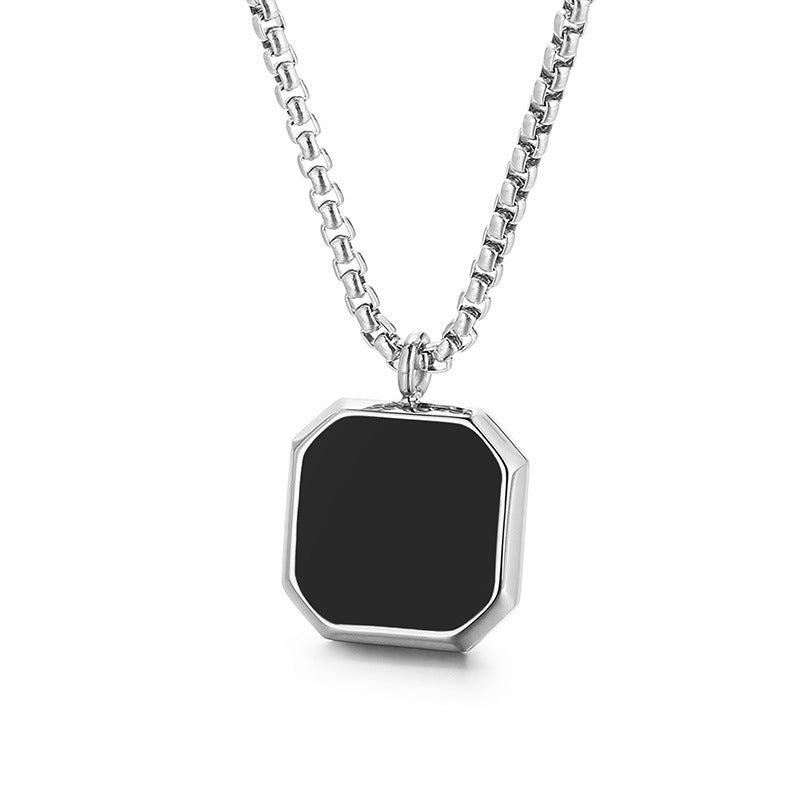 Square Mirror Drop Oil Pendant Simple Stylish Glossy Photo Frame Necklace