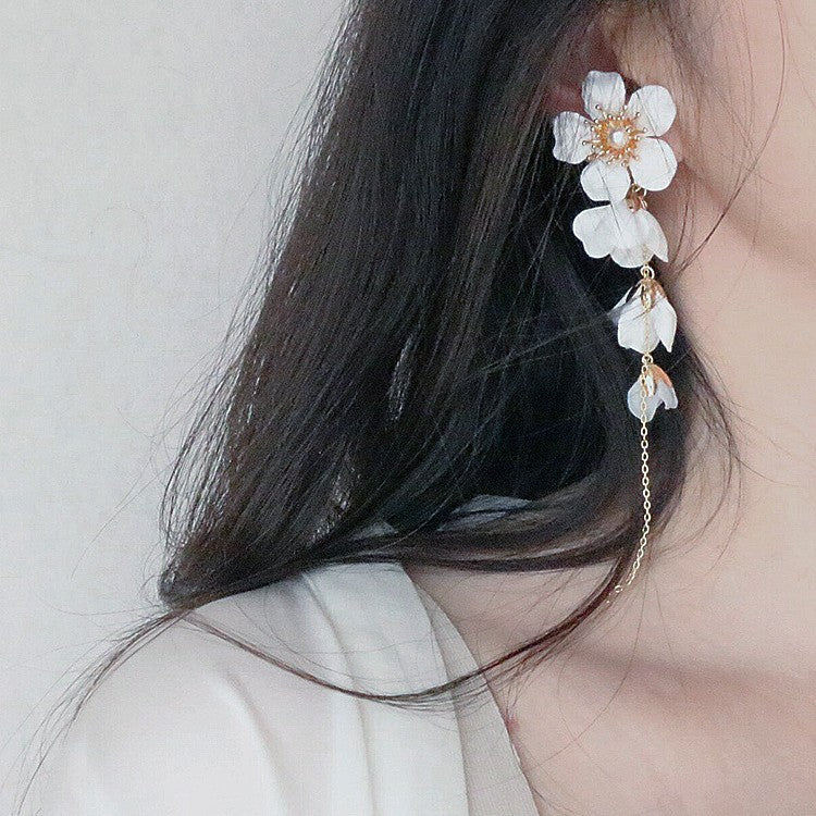 Boucles d'oreilles longues fleurs pour mariée