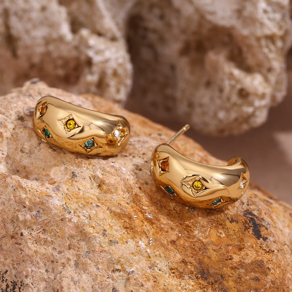 Boucles d'oreilles mode étoile Zircon lune