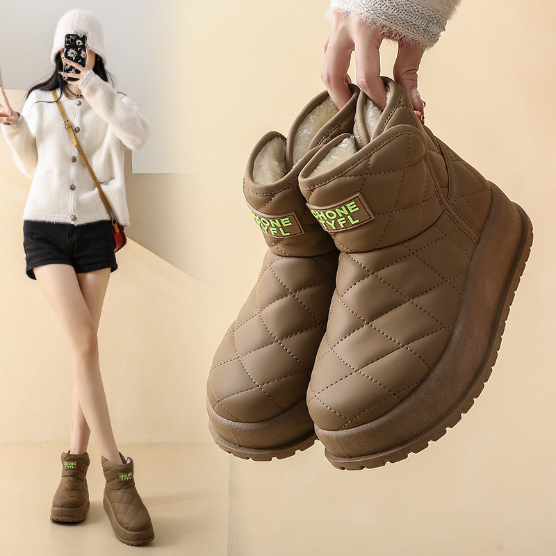 Bottes de neige montantes doublées de polaire Chaussures décontractées rembourrées en coton