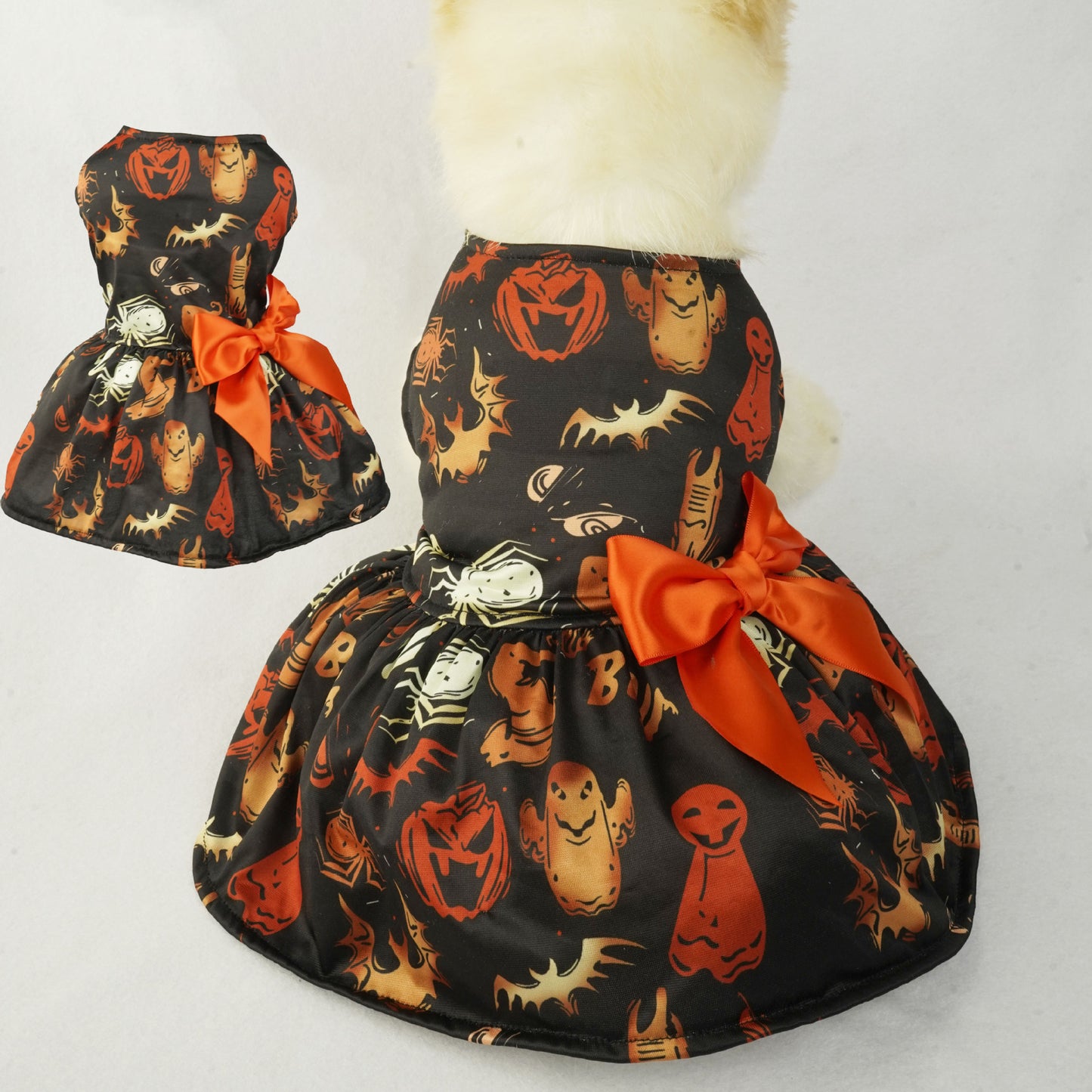 Ropa para perros pequeños de Halloween, vestido para mascotas, vestido con estampado de calabaza, vestido de malla para Chihuahua y Yorkie, ropa de fiesta para mascotas, disfraz para perros y gatos