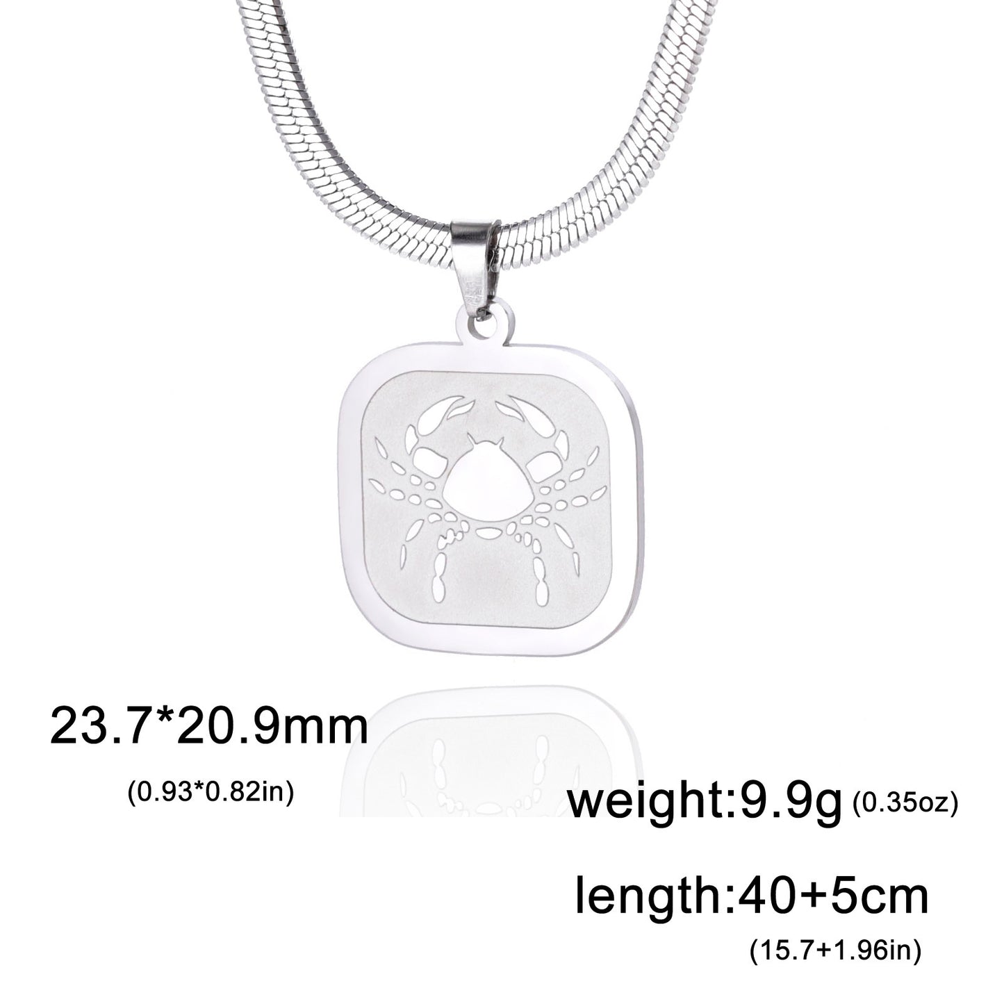 All-match Twelve Constellation Small Square Brand Stainless Steel Necklace
