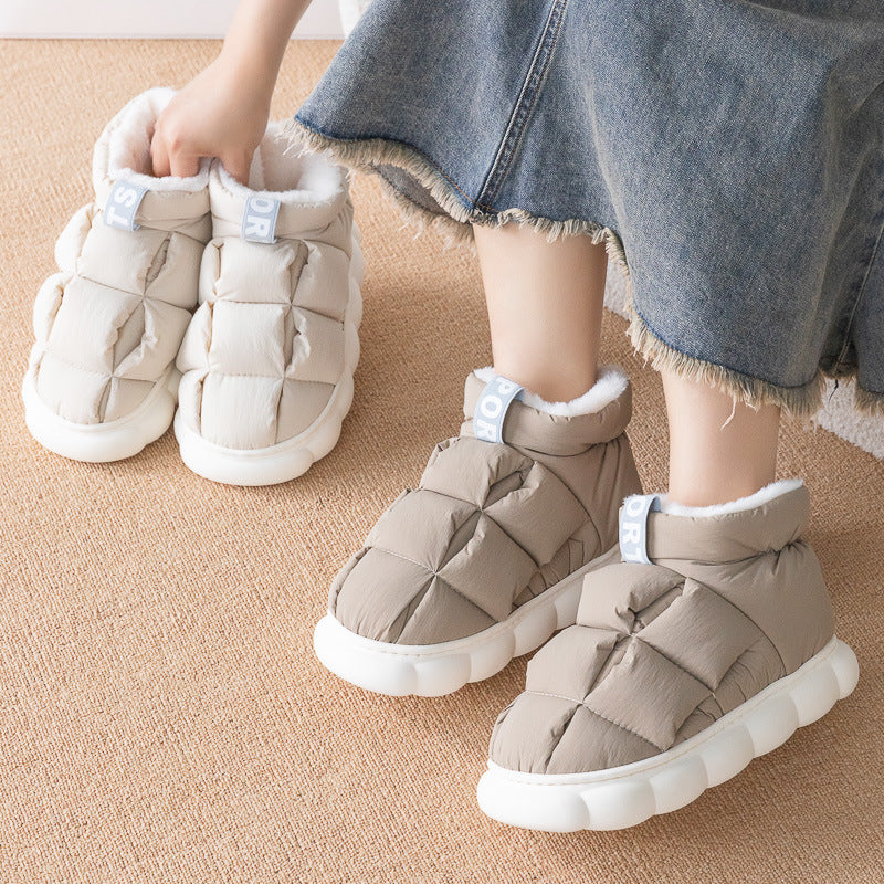 New Winter Couple Checkered Cotton Slippers