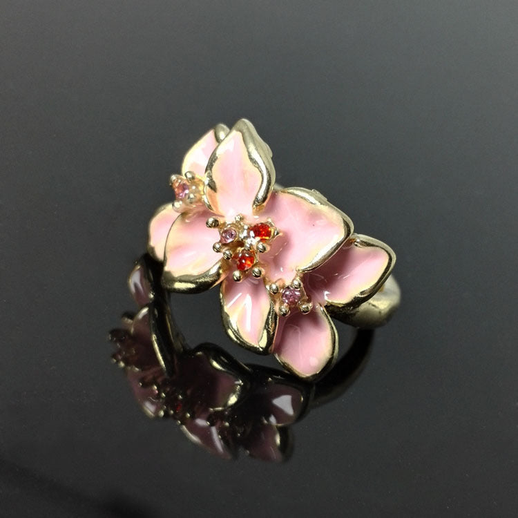 Anneau de fleur d'huile de peinture en cristal
