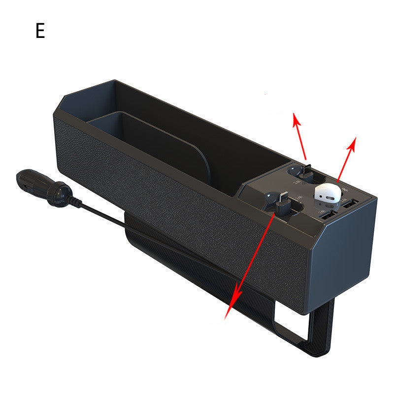 In Car Seat Slot Storage Box Charger With Retractable Cord