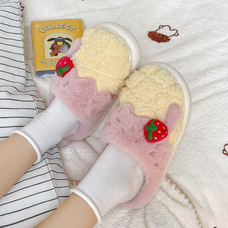 Pantoufles d'hiver en coton antidérapantes pour femmes, pantoufles d'intérieur en peluche pour la maison