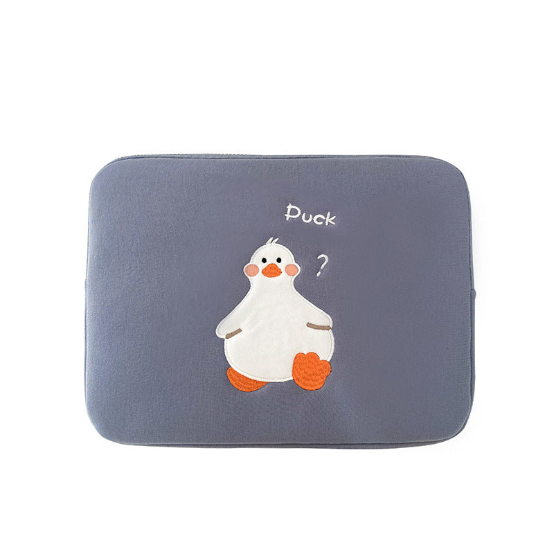 Étui pour tablette de conception de niche avec broderie de canard mignon de dessin animé