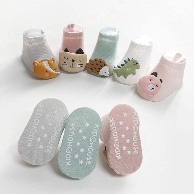 Chaussettes pour enfants, accessoires d'animaux de dessin animé, chaussettes pour bébé, distribution de colle antidérapante