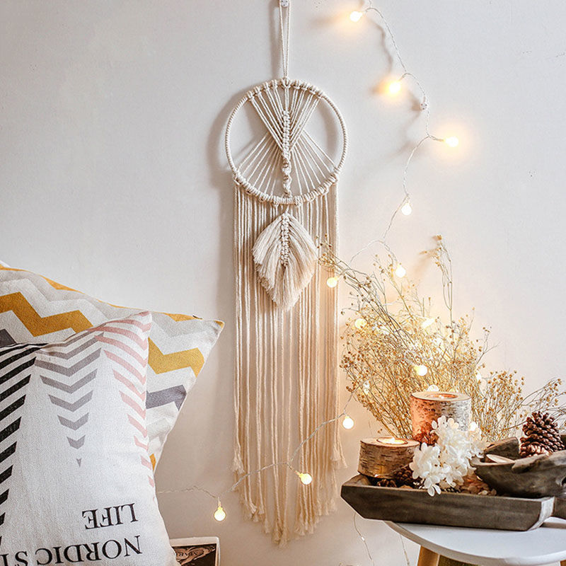 Woven Tapestry Star Moon Decoration Dreamcatcher Hanging Lamp Bedroom Wall Hanging