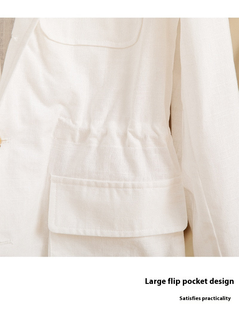 Men's Linen Cotton Thin Breathable Casual Coat Jacket