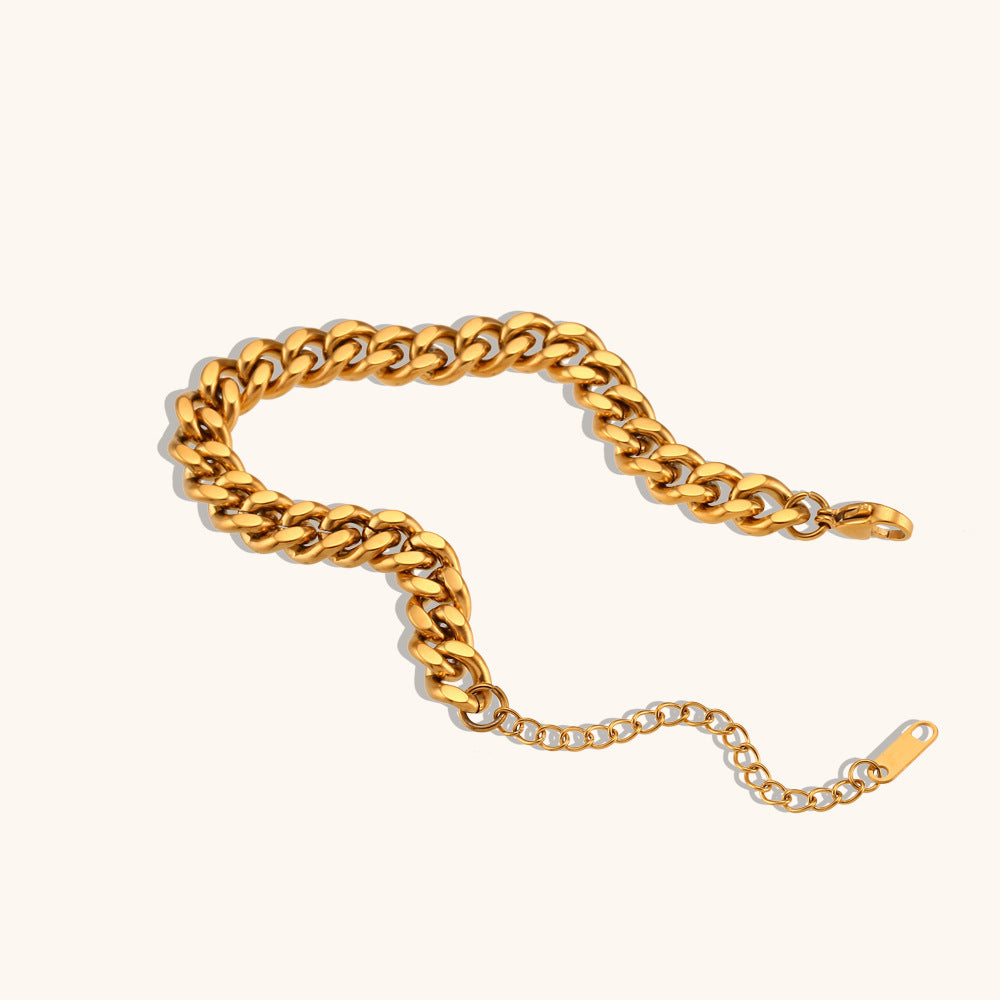 Pulsera de oro con cadena de eslabones cubanos simples, lujo ligero de interés especial