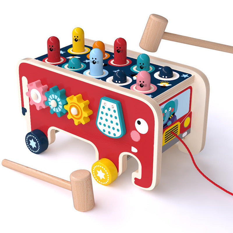 Banc de frappe en bois Montessori pour enfants en bas âge, jouets de Bus avec animaux, ensemble éducatif précoce, cadeaux pour enfants, jouet Instrument de musique