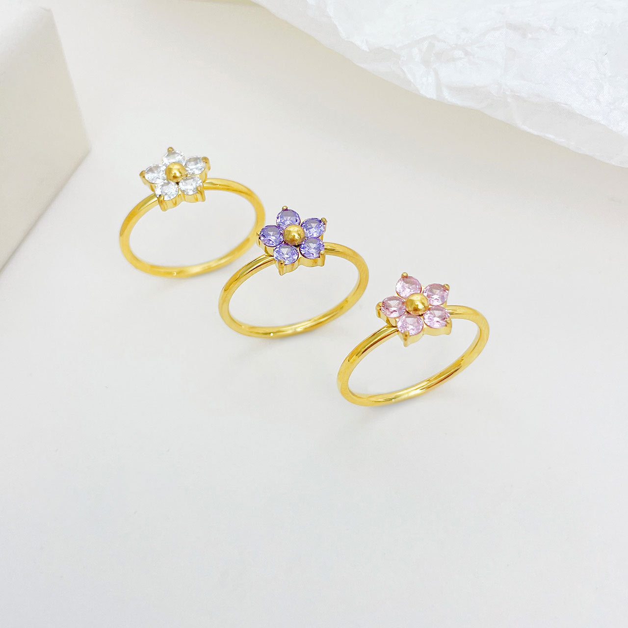 Bague Artsy de personnalité de style froid de fleur simple
