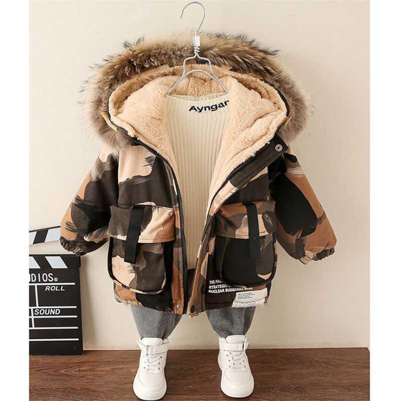 Veste rembourrée de camouflage d'hiver pour bébé de style étranger pour garçon
