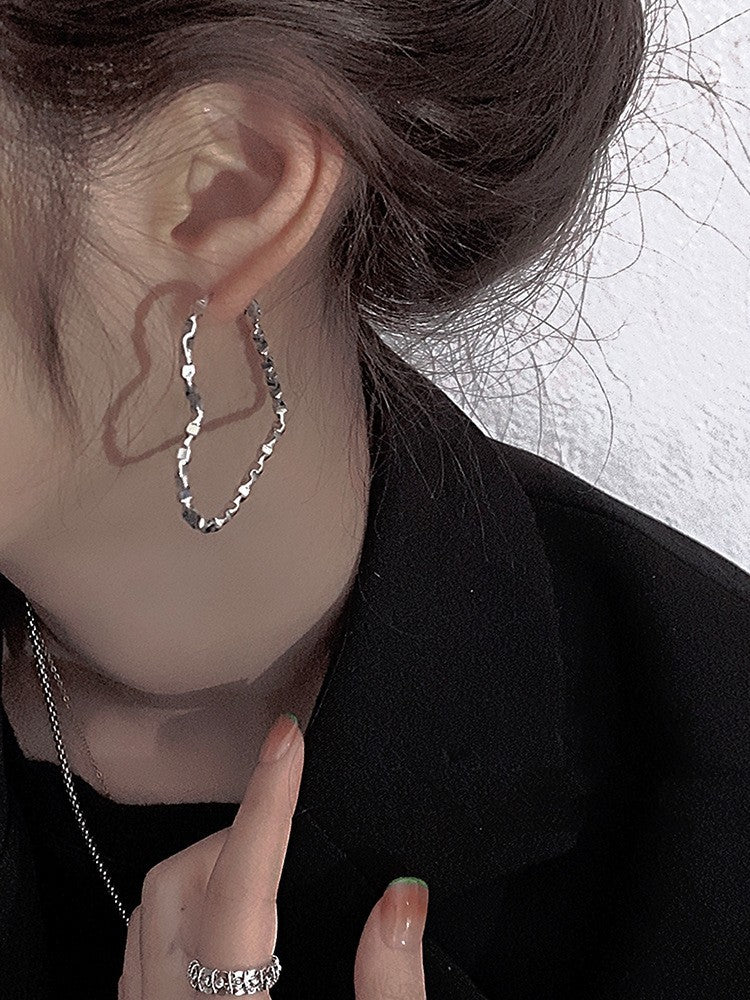 European And American Minimal Art Irregular Heart Large Earrings