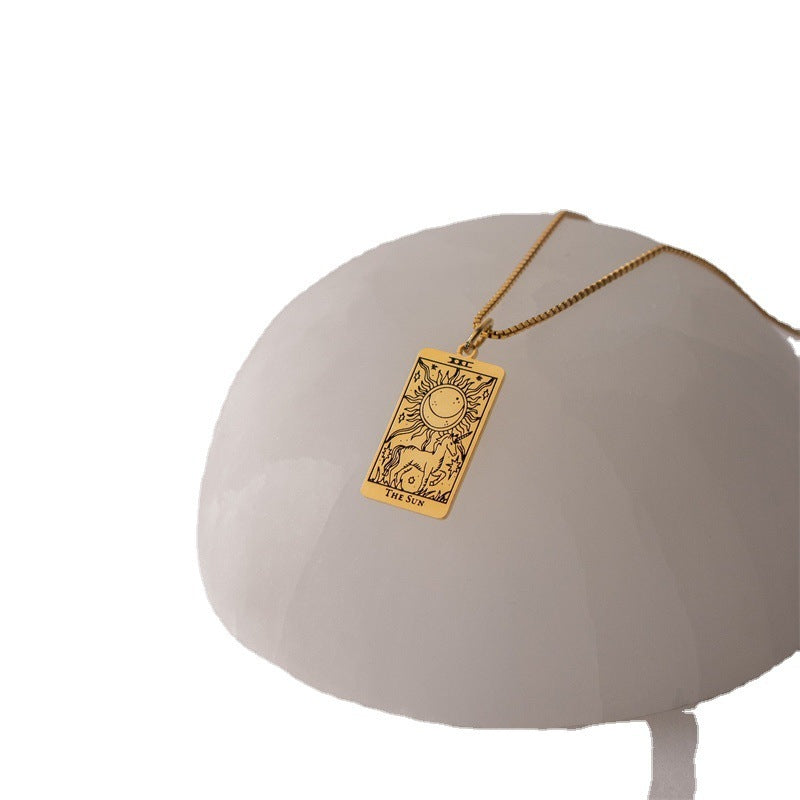 Pendant With Exquisite Square Tarot Pattern Necklace