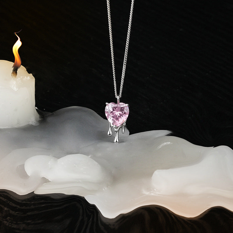925 Sterling Silver Dissolved Love Necklace Female Niche Design Gradient Zircon Necklace Pendant