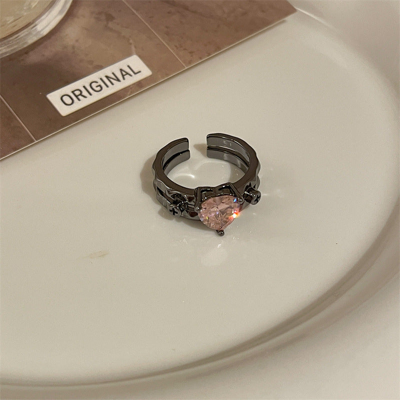 Anillo de cristales de colores irregulares Diseño de nicho femenino