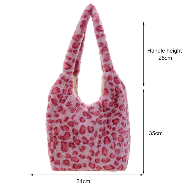 Sac à main portable en peluche pour femme