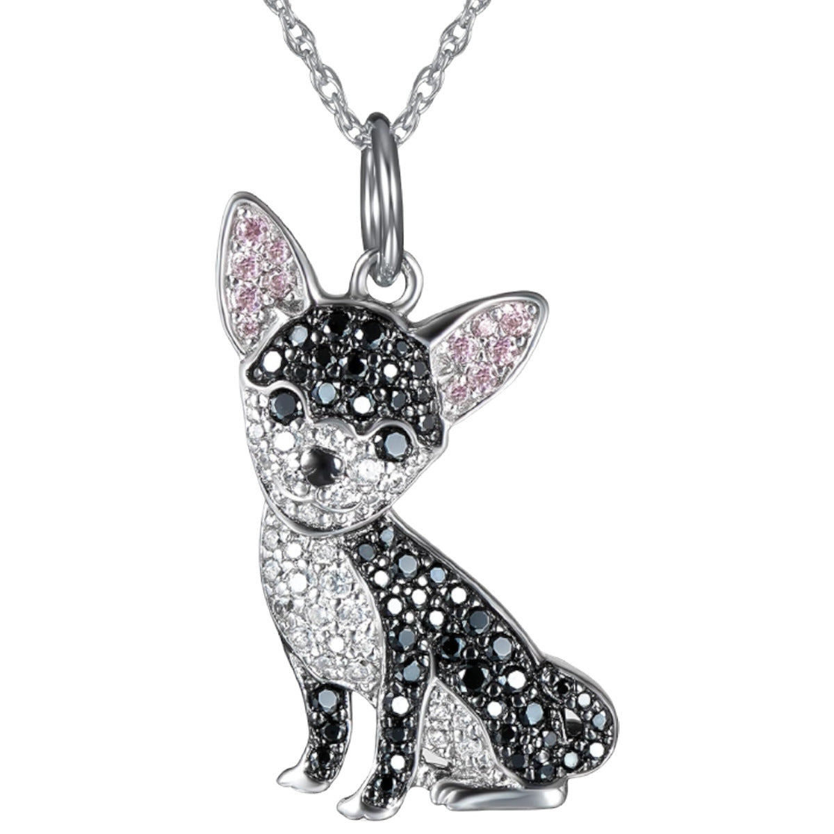 Collier pendentif chien chihuahua noir en alliage de zinc