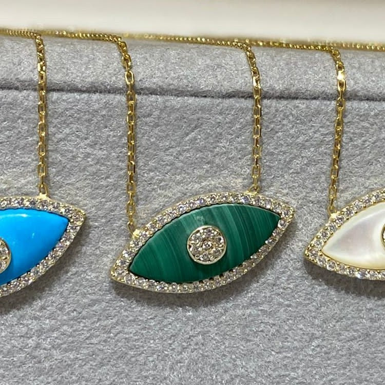 Collier œil du diable européen et américain, pendentif en Zircon, galvanoplastie en acier inoxydable 18K
