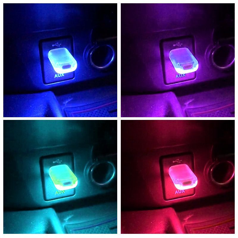 Lumière décorative USB pour voiture, veilleuse Laser, lampe d'ambiance réglable, plusieurs lumières de fête