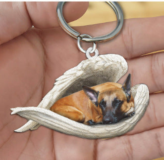 New Unique Dogs And Cats Sleeping Angel Pendant Car Key Ring