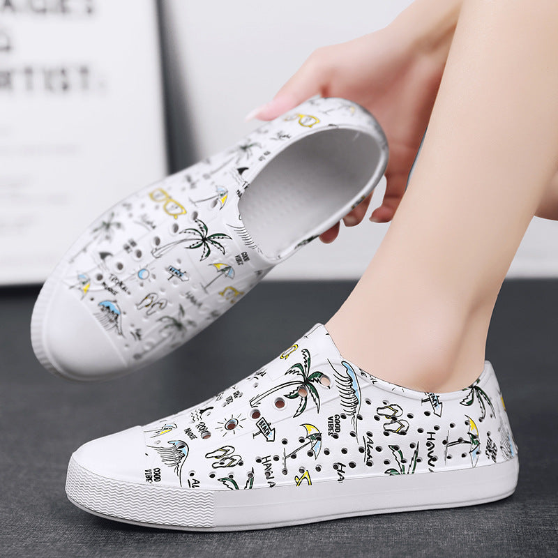 Hole Shoes Graffiti Sandales de plage décontractées pour hommes et femmes