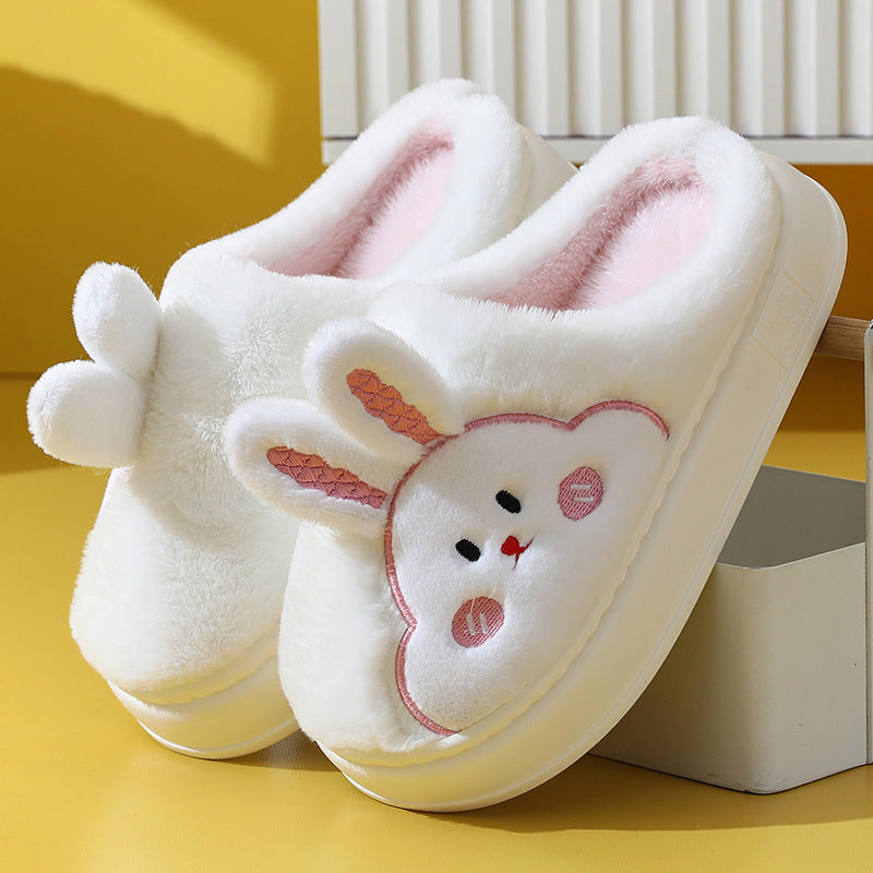Silencieux anti-dérapant maison dessin animé mignon maison thermique coton pantoufles hiver