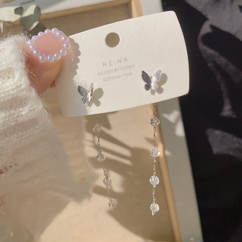 Boucles d'oreilles à pampilles papillon pour femme, longues, tempérament sauvage