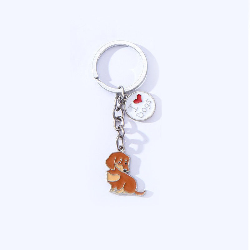 Porte-clés en métal ciré pour chien de compagnie de style américain