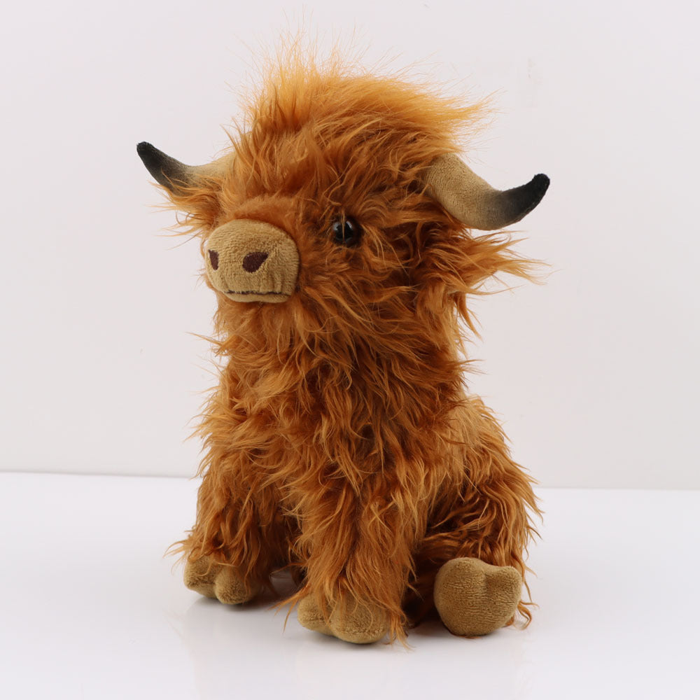 Jouet en peluche de vache des Highlands écossais, cheveux longs, mignon
