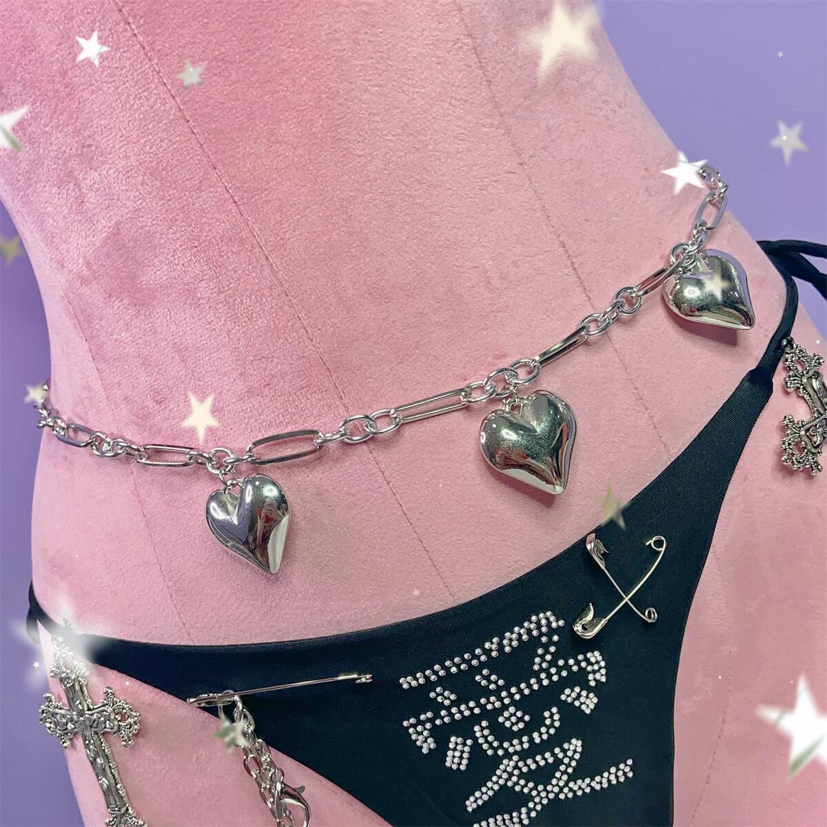 Asian Culture Love Phants Zipper Skirt Chain Waist Chain
