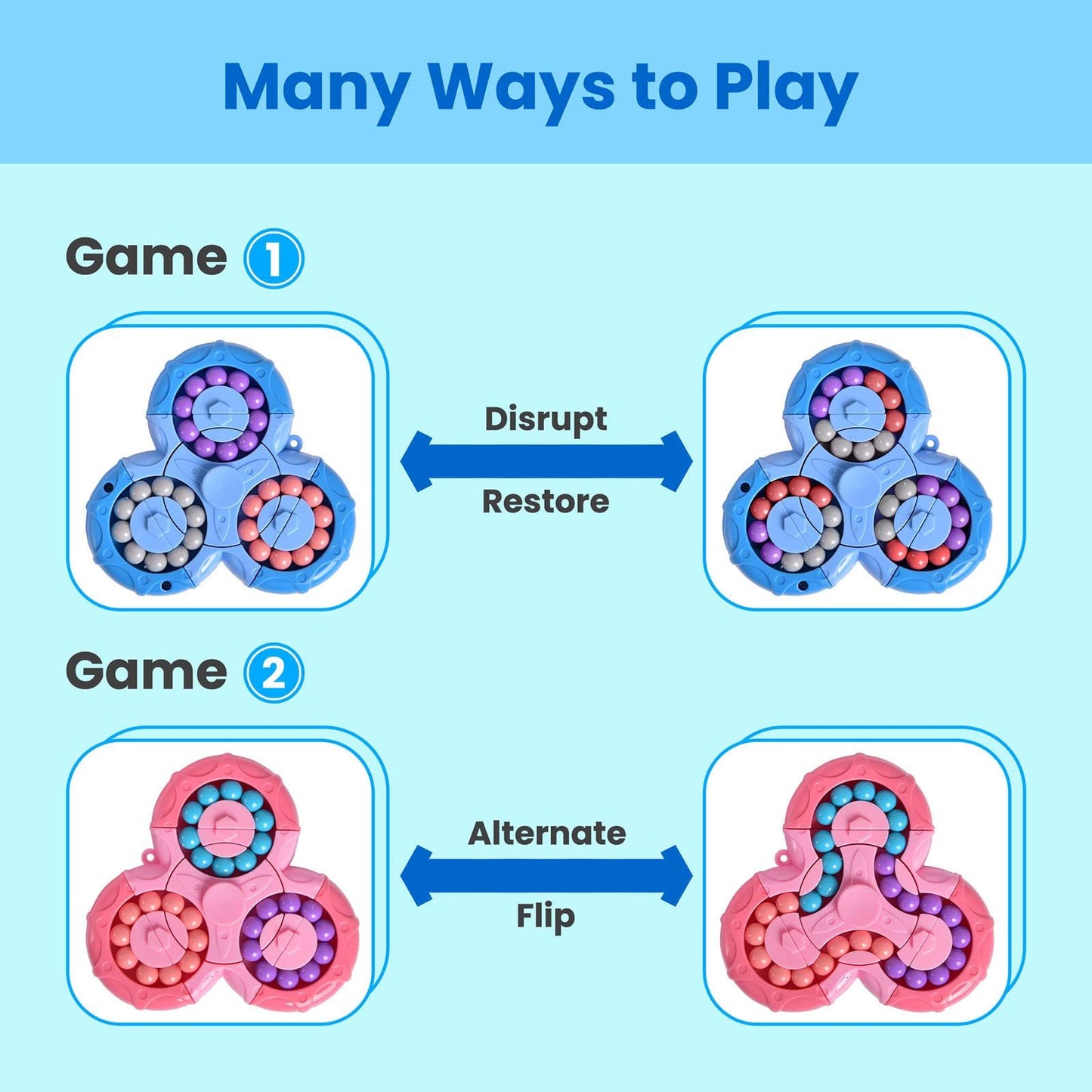 Juguete de rompecabezas de frijol mágico, cubo giratorio de frijol mágico y juguetes giratorios 2 en 1, juego STEM de rompecabezas de bola mágica, regalo para niños, niñas, adolescentes y adultos para cumpleaños, Navidad, Año Nuevo
