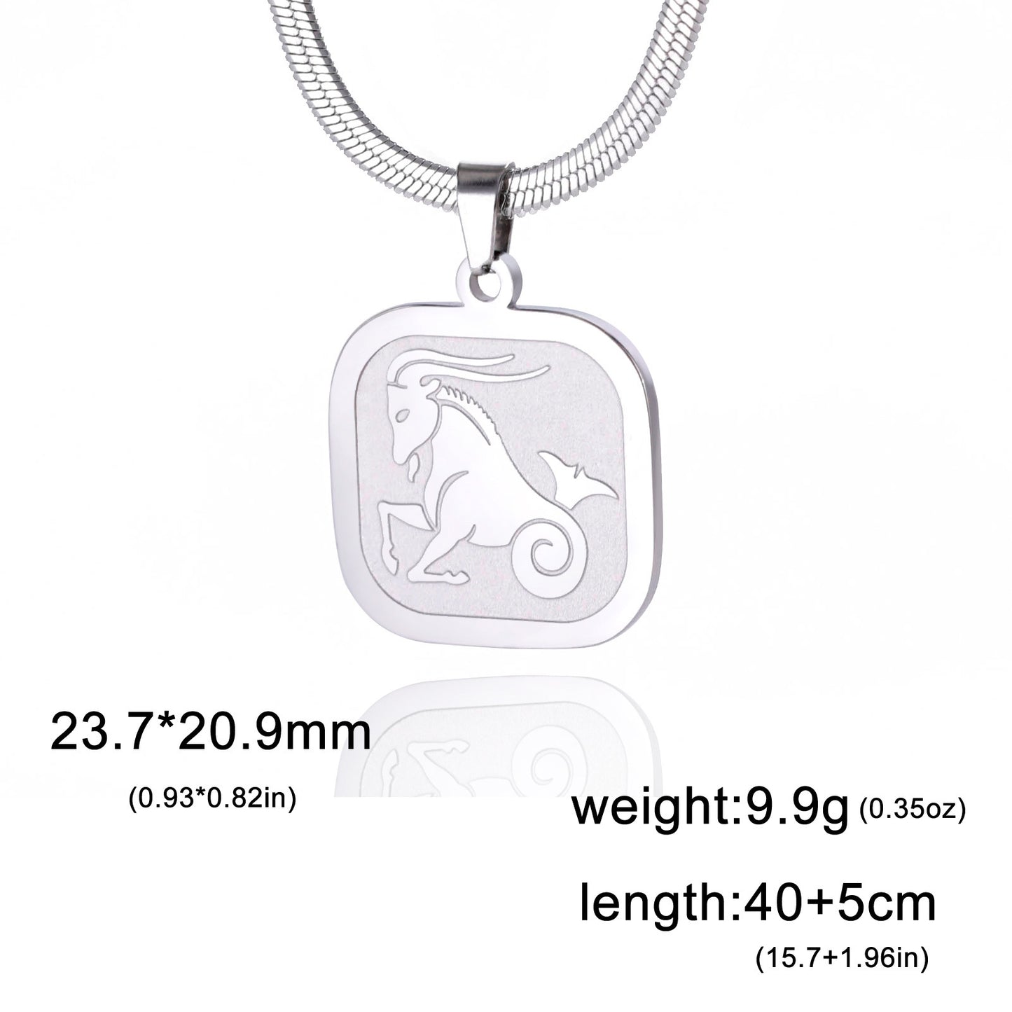 All-match Twelve Constellation Small Square Brand Stainless Steel Necklace