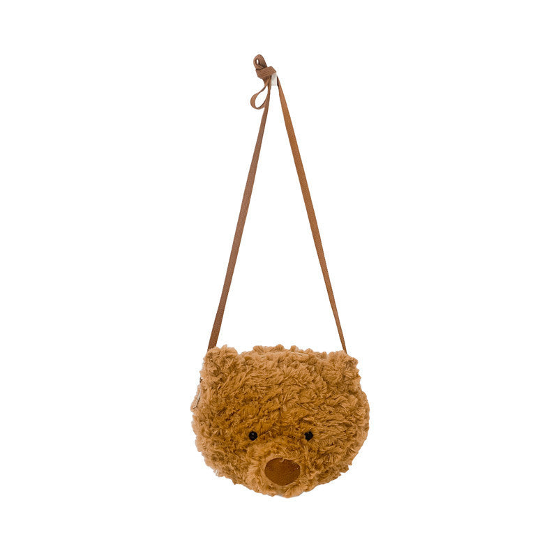 Sac messager mignon ours à fourrure série marron pour filles