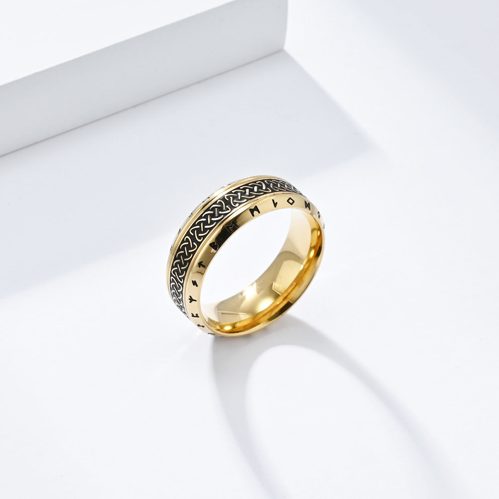 Bague en acier titane texte Viking