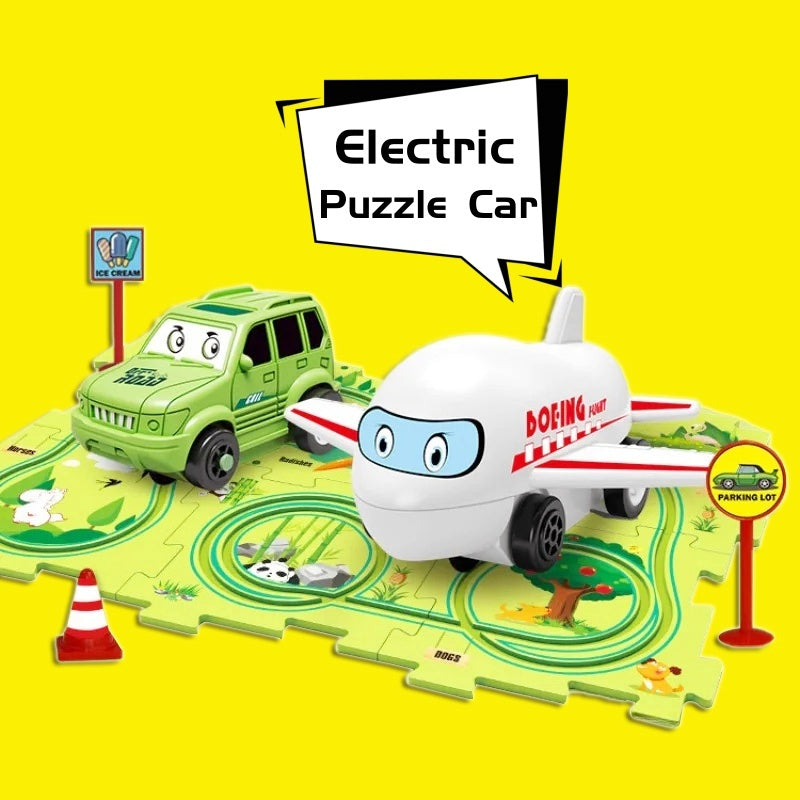 Puzzle pour enfants, vitesse de chemin de fer électrique, assemblage de voiture électrique automatique, scène de ville, Construction, jouet éducatif, cadeau
