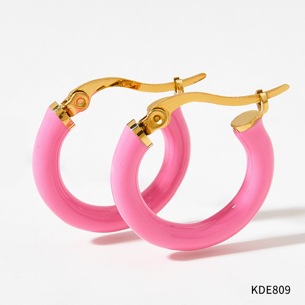 Pendiente Ins Wind Circle Macaron goteando aceite