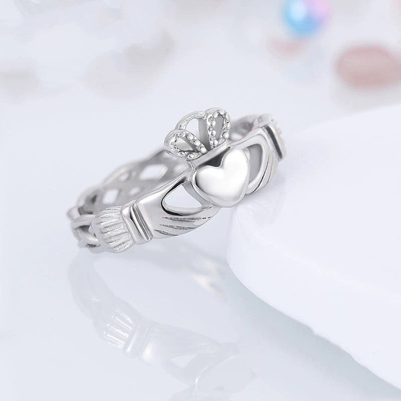 Bague en forme de coeur d'amour creuse à larges bords
