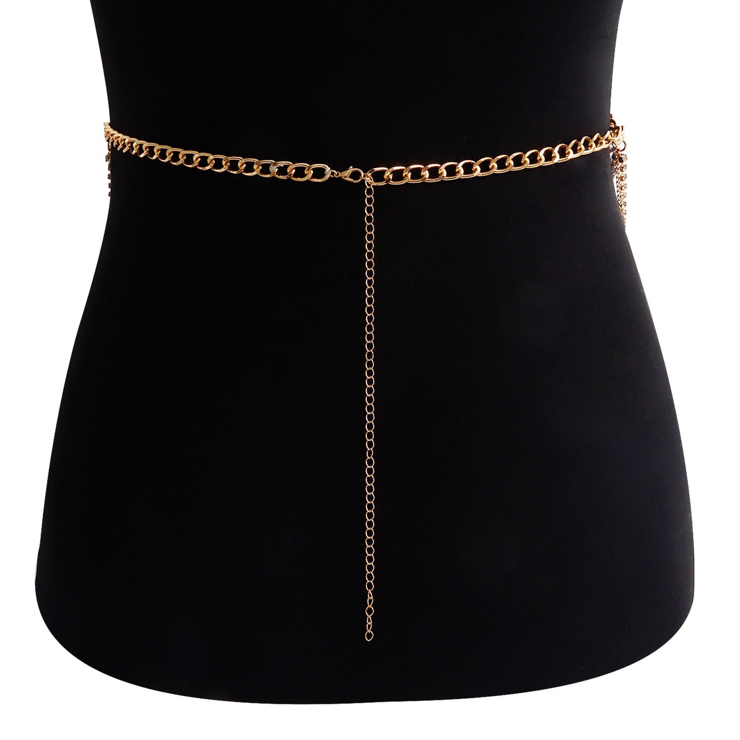 Chaîne de taille tendance pour fille, chaînes de corps de Type vague en strass