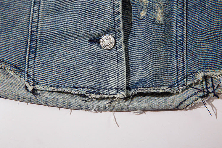 American Street Retro Ripped Denim Jacket