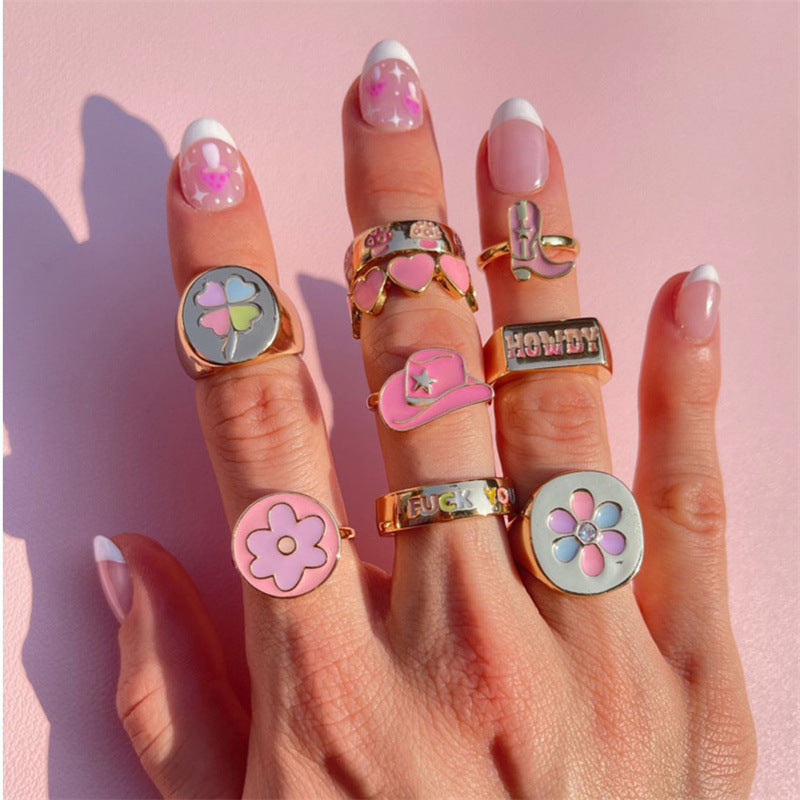 Bague en titane et acier, style européen et américain, phrase anglaise, élément de fleur Howdy, vous êtes parfait